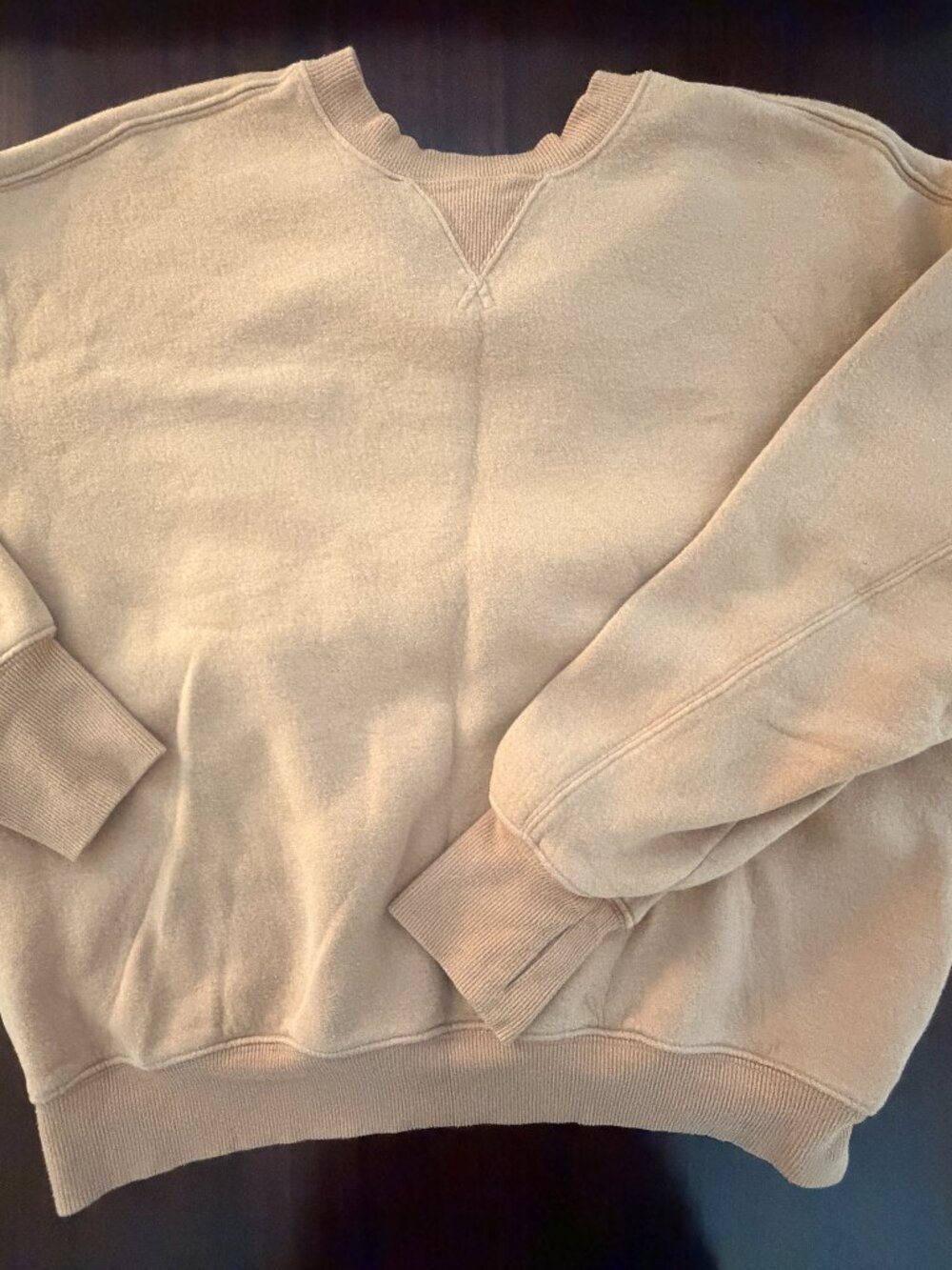 OFFLINE by Aerie Oversized Fleece Crewneck Sweatshirt Tan Small